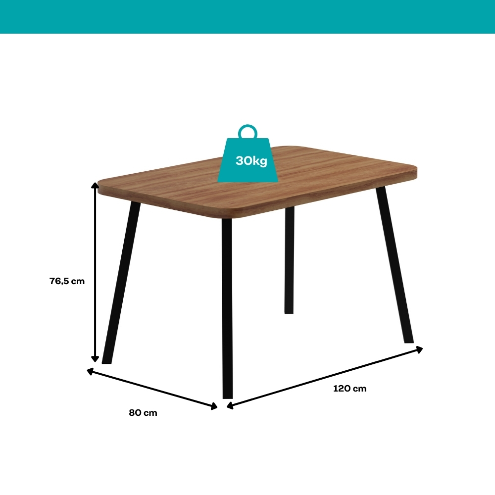 Conjunto Sala de Jantar 4 Cadeiras Trento Carraro Nogal e Preto