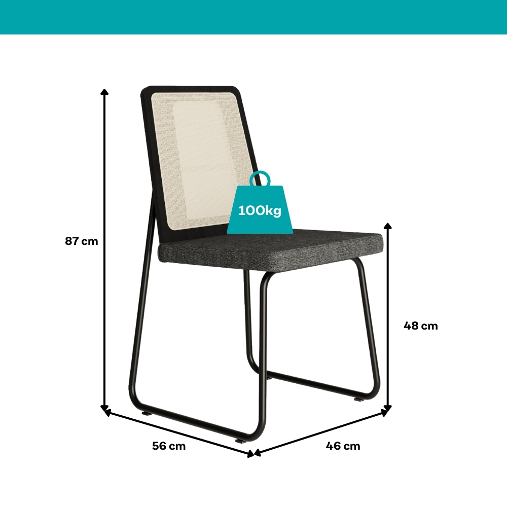Conjunto Sala de Jantar 4 Cadeiras Trento Carraro Nogal e Preto