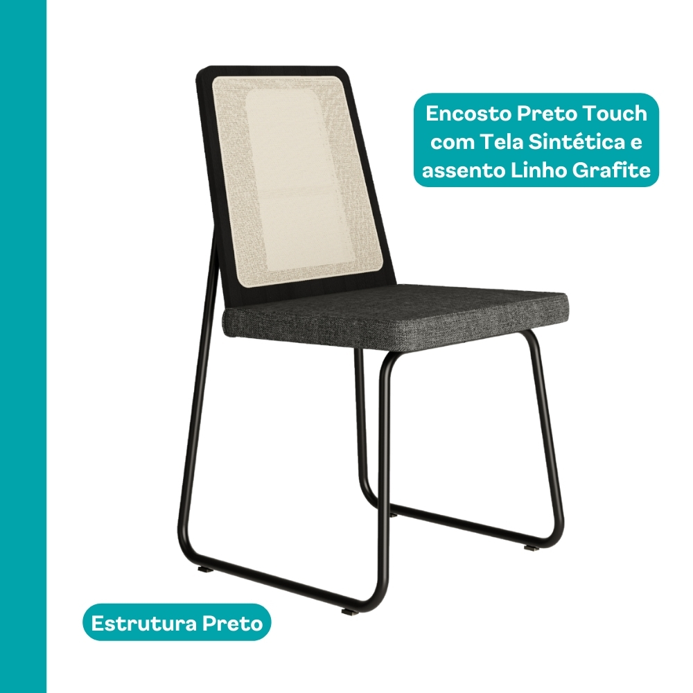 Conjunto Sala de Jantar 4 Cadeiras Trento Carraro Nogal e Preto