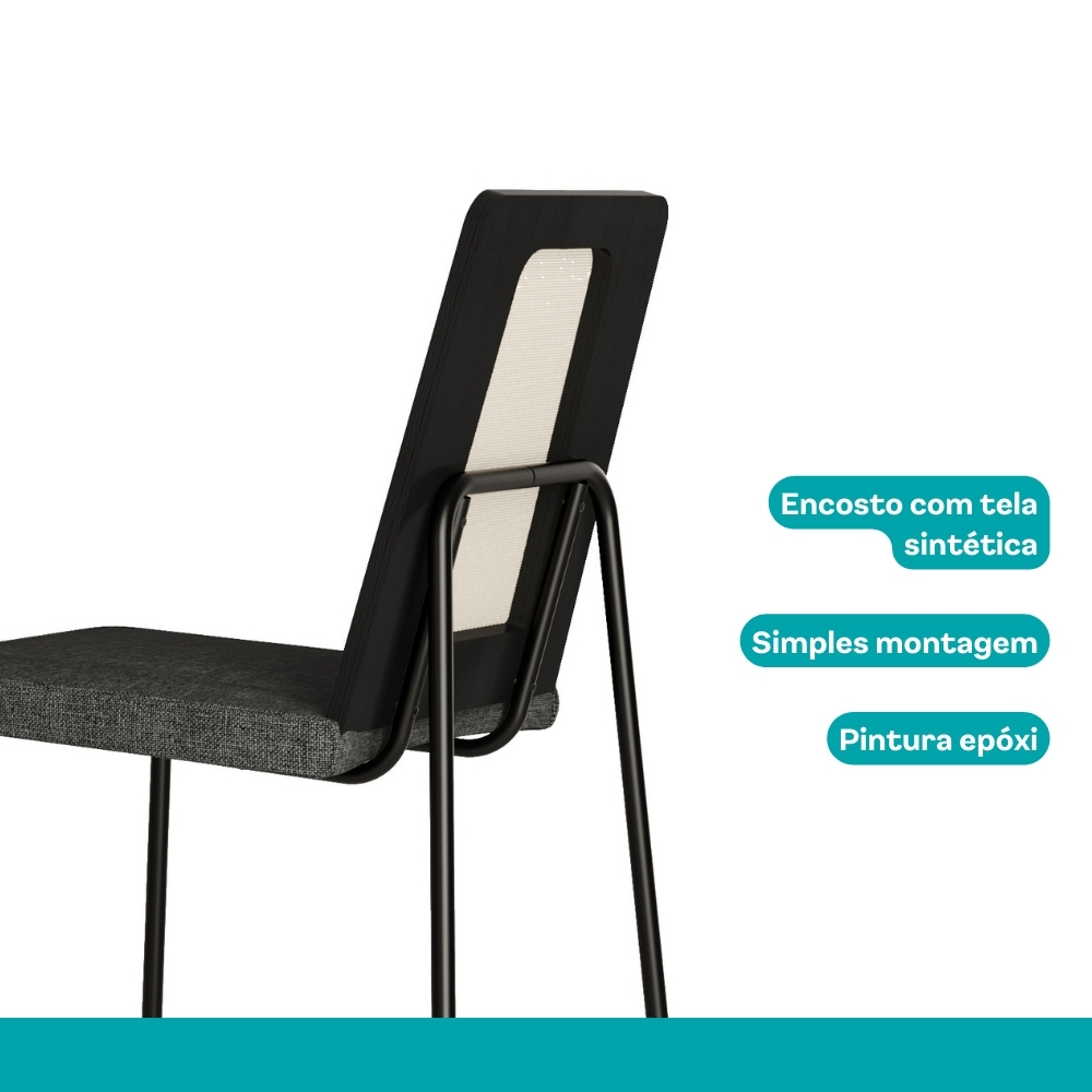 Conjunto Sala de Jantar 4 Cadeiras Trento Carraro Nogal e Preto