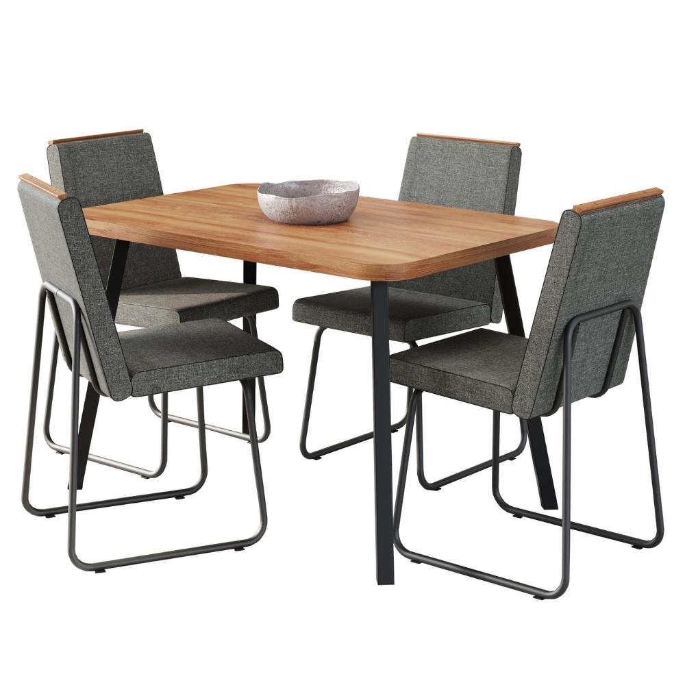 Conjunto Sala de Jantar 4 Cadeiras Treviso Carraro Nogal e Preto