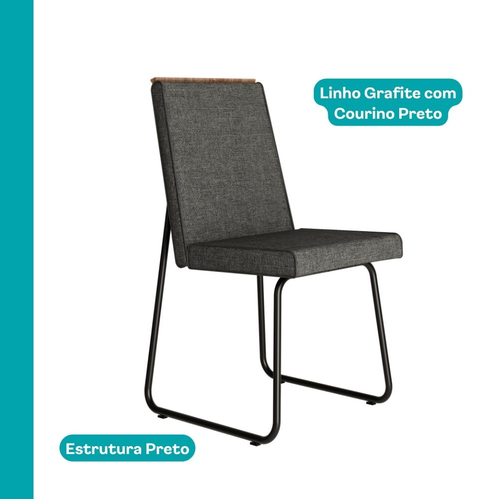 Conjunto Sala de Jantar 4 Cadeiras Treviso Carraro Nogal e Preto