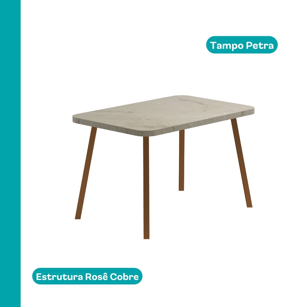 Conjunto Sala de Jantar 4 Cadeiras Treviso Carraro Petra e Rosê