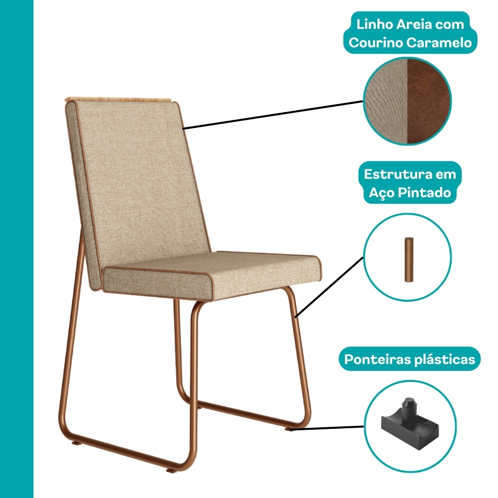 Conjunto Sala de Jantar 4 Cadeiras Treviso Carraro Petra e Rosê
