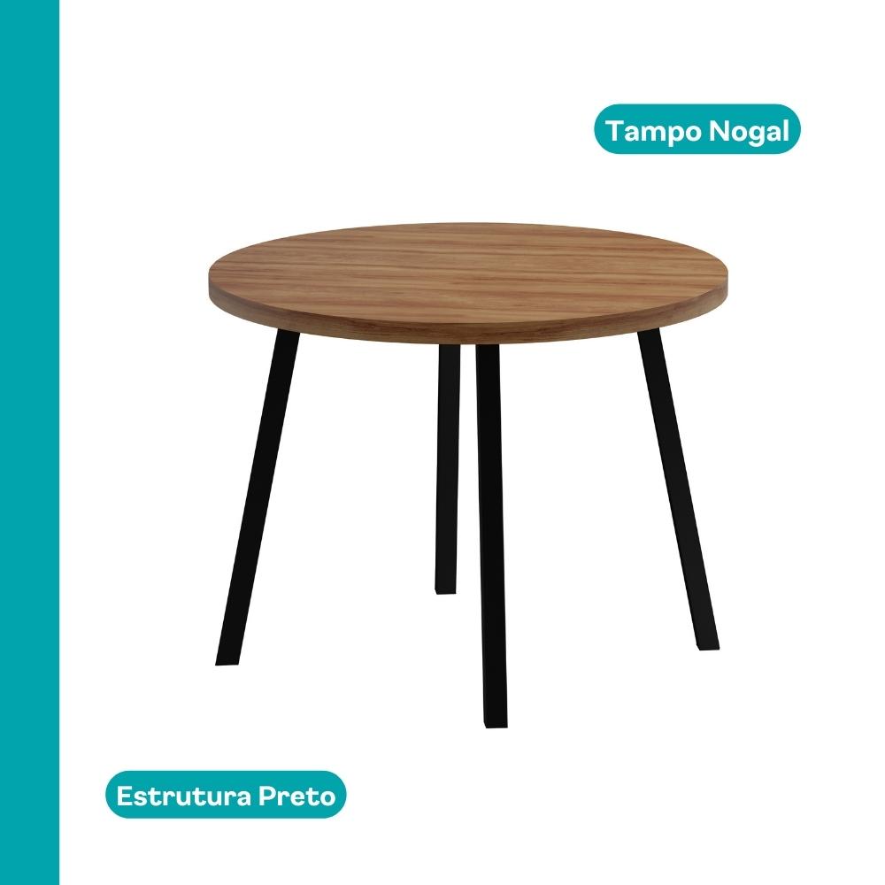 Conjunto Sala de Jantar 4 Cadeiras Varese Carraro Nogal e Preto