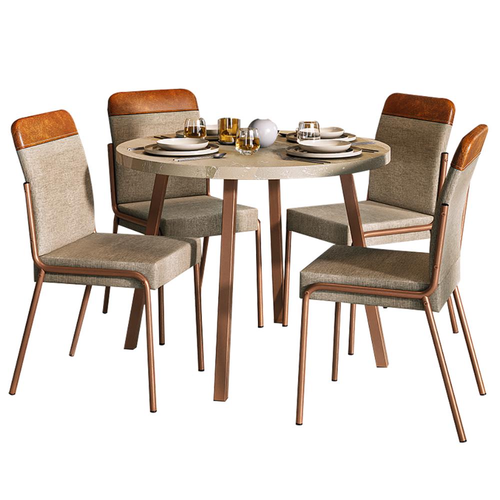 Conjunto Sala de Jantar 4 Cadeiras Veneza Petra Rosê Carraro