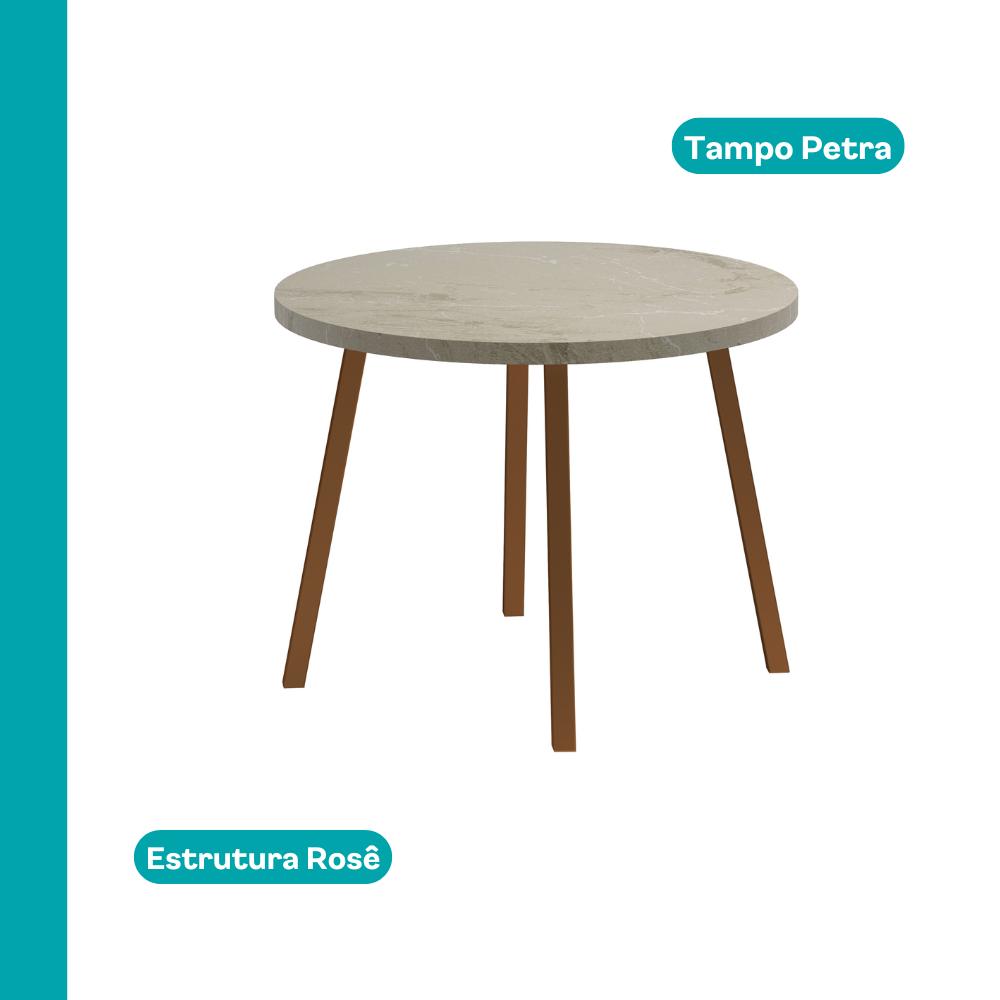 Conjunto Sala de Jantar 4 Cadeiras Veneza Petra Rosê Carraro