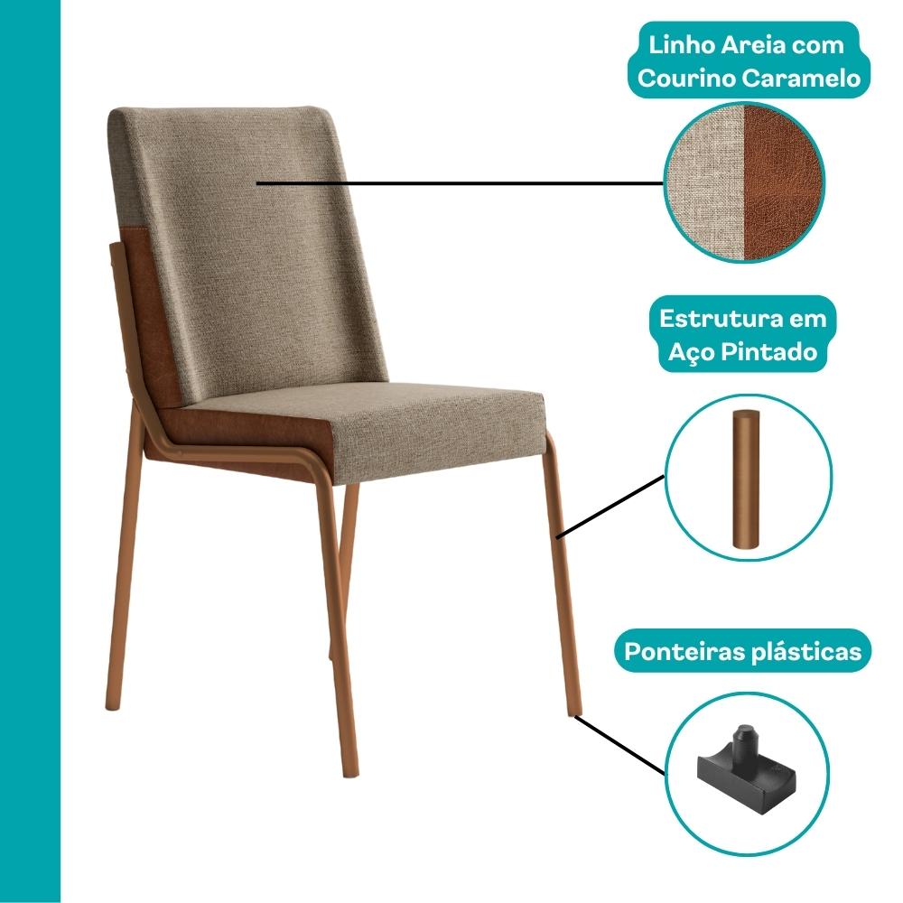 Conjunto Sala de Jantar 4 Cadeiras Verona Carraro Freijó Areia Rosê