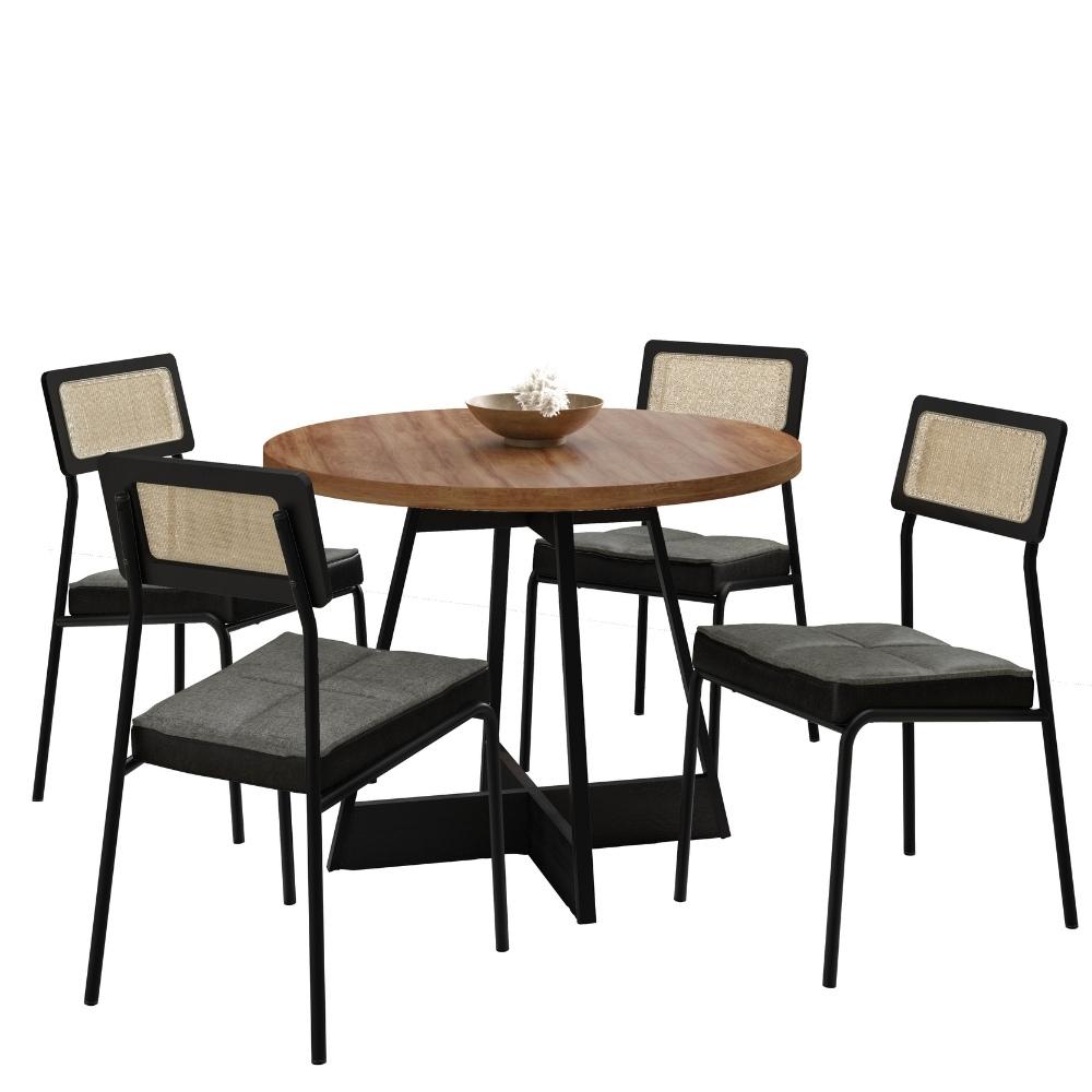 Conjunto Sala de Jantar 4 Cadeiras Virginia Carraro Nogal