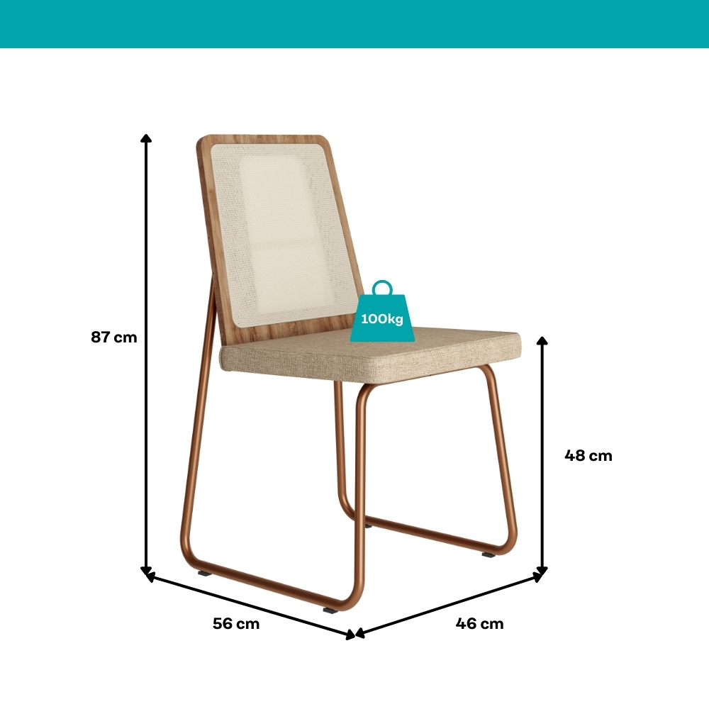 Conjunto Sala de Jantar 4 Dácia Carraro Gelo e Rosê