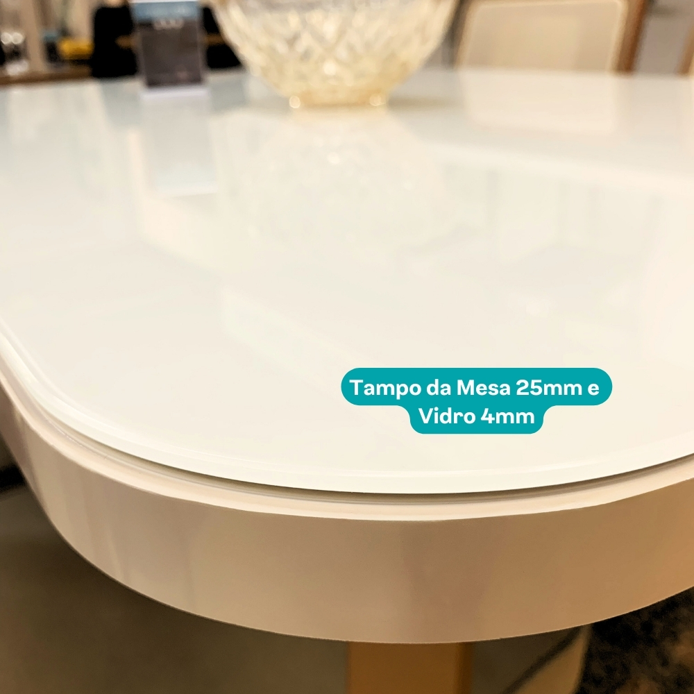 Conjunto Sala de Jantar 4 Dácia Carraro Gelo e Rosê
