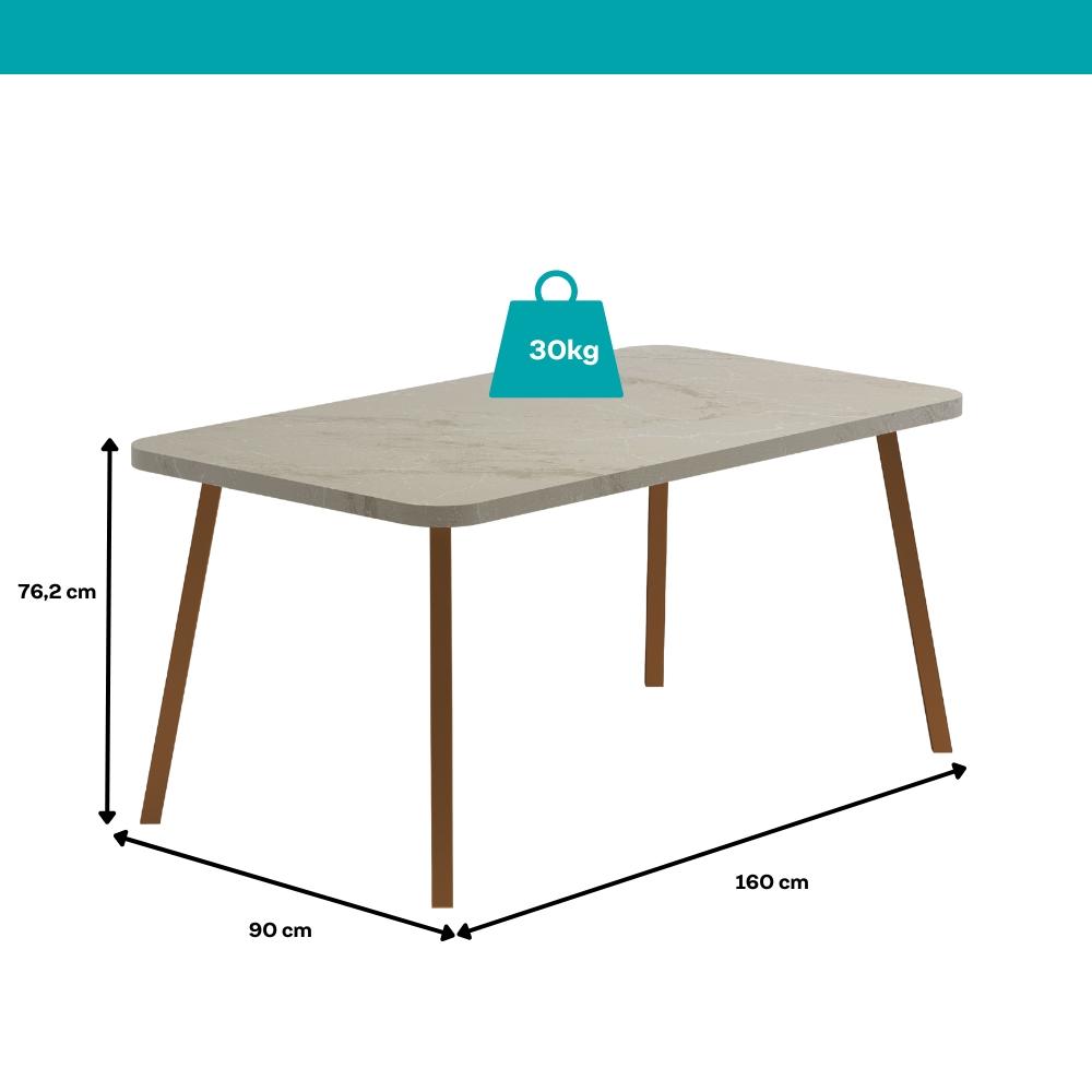 Conjunto Sala de Jantar 6 Cadeiras Almería Carraro Petra Areia Rosê