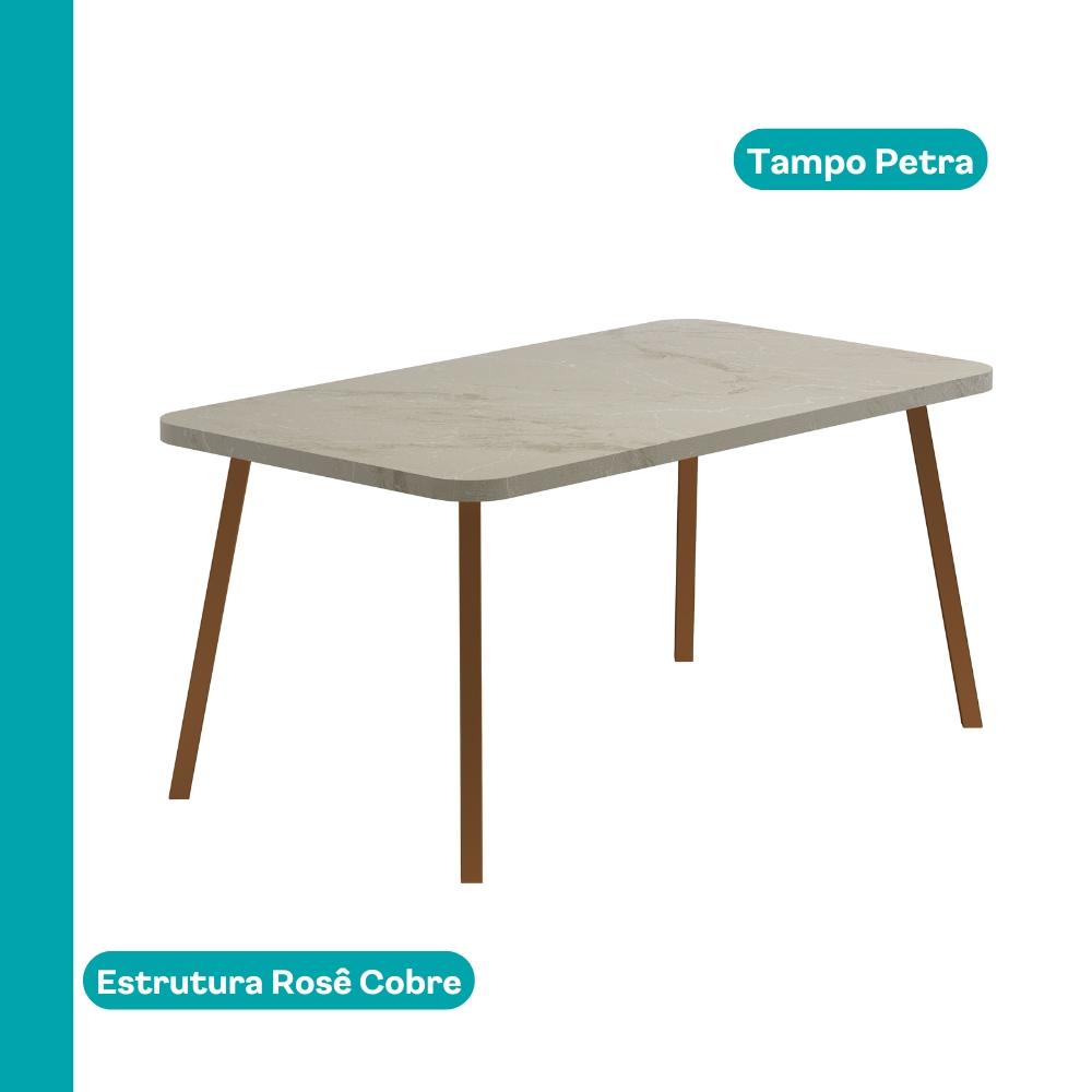 Conjunto Sala de Jantar 6 Cadeiras Almería Carraro Petra Areia Rosê