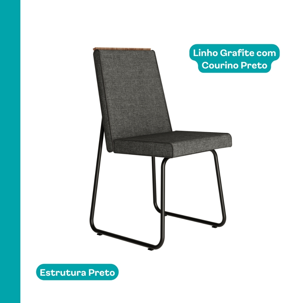 Conjunto Sala de Jantar 6 Cadeiras Arezzo Carraro Nogal e Preto
