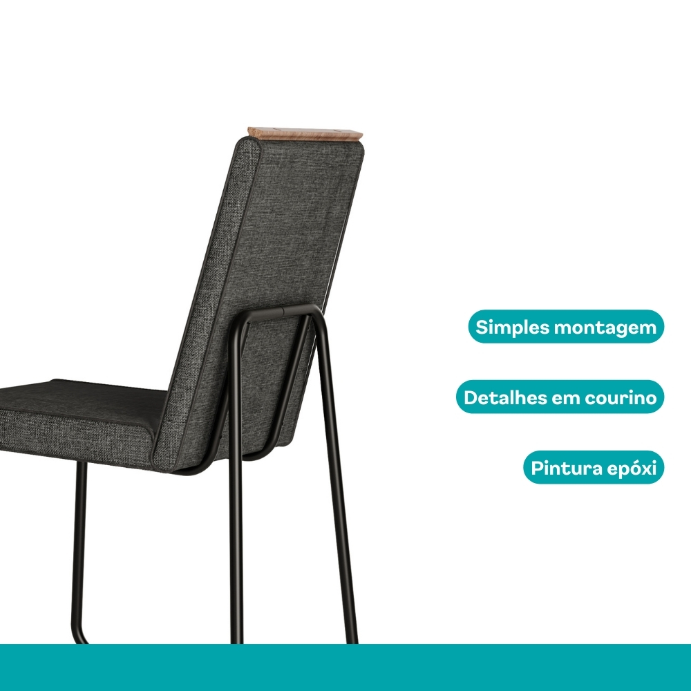 Conjunto Sala de Jantar 6 Cadeiras Arezzo Carraro Nogal e Preto