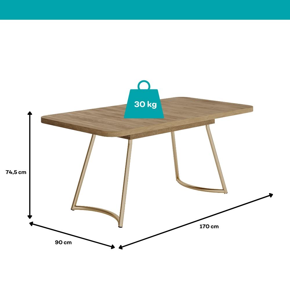 Conjunto Sala de Jantar 6 Cadeiras Aurelia Carraro Carvalho Dourado