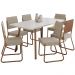 Conjunto Sala de Jantar 6 Cadeiras Barcelona Carraro Gelo Areia Rosê