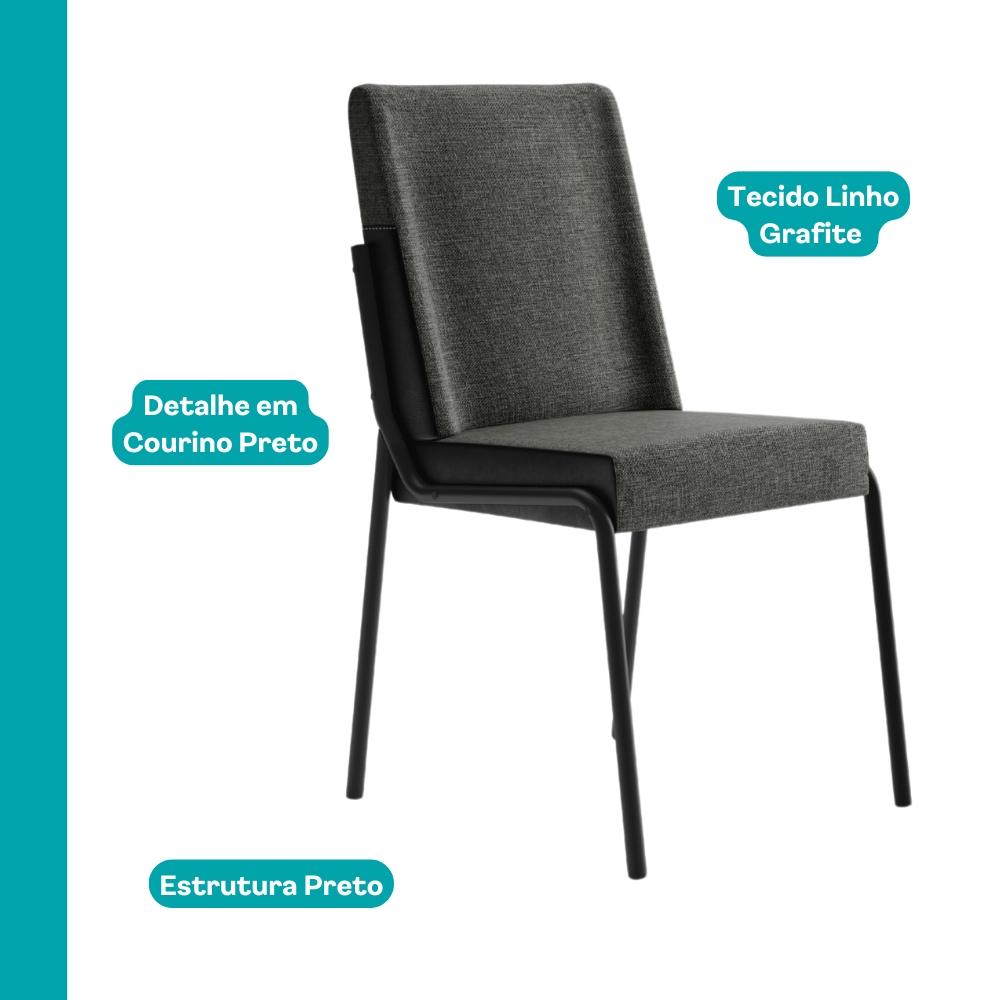Conjunto Sala de Jantar 6 Cadeiras Boston Carraro Nogal Preto