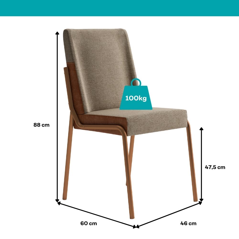 Conjunto Sala de Jantar 6 Cadeiras Boston Carraro Nogal Rosê