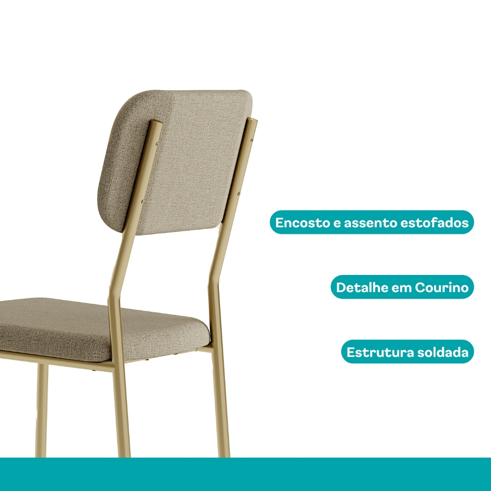 Conjunto Sala de Jantar 6 Cadeiras Cannes Carraro Carvalho Dourado