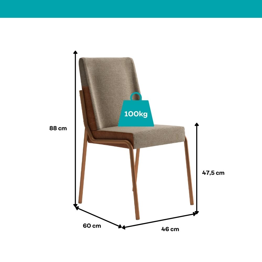 Conjunto Sala de Jantar 6 Cadeiras Capri Carraro Off White e Rosê