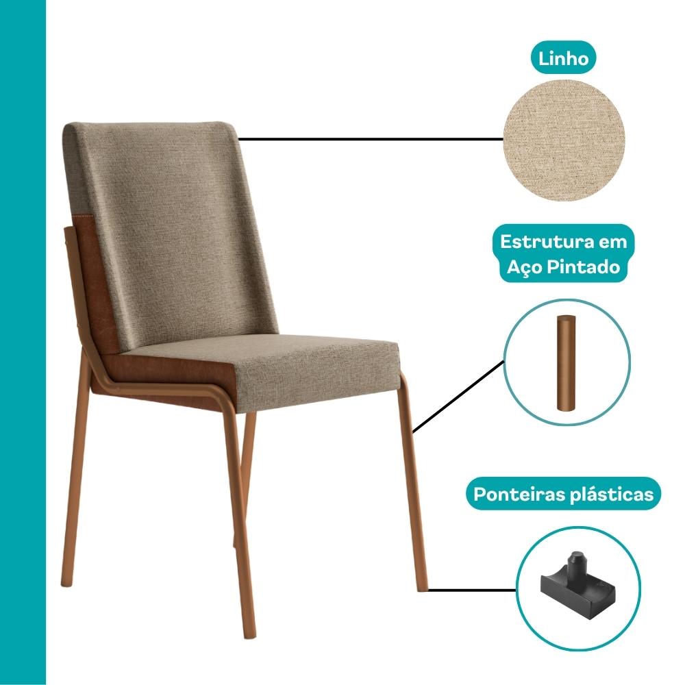 Conjunto Sala de Jantar 6 Cadeiras Capri Carraro Off White e Rosê