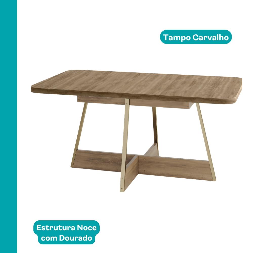 Conjunto Sala de Jantar 6 Cadeiras Castellano Carraro Carvalho Dourado