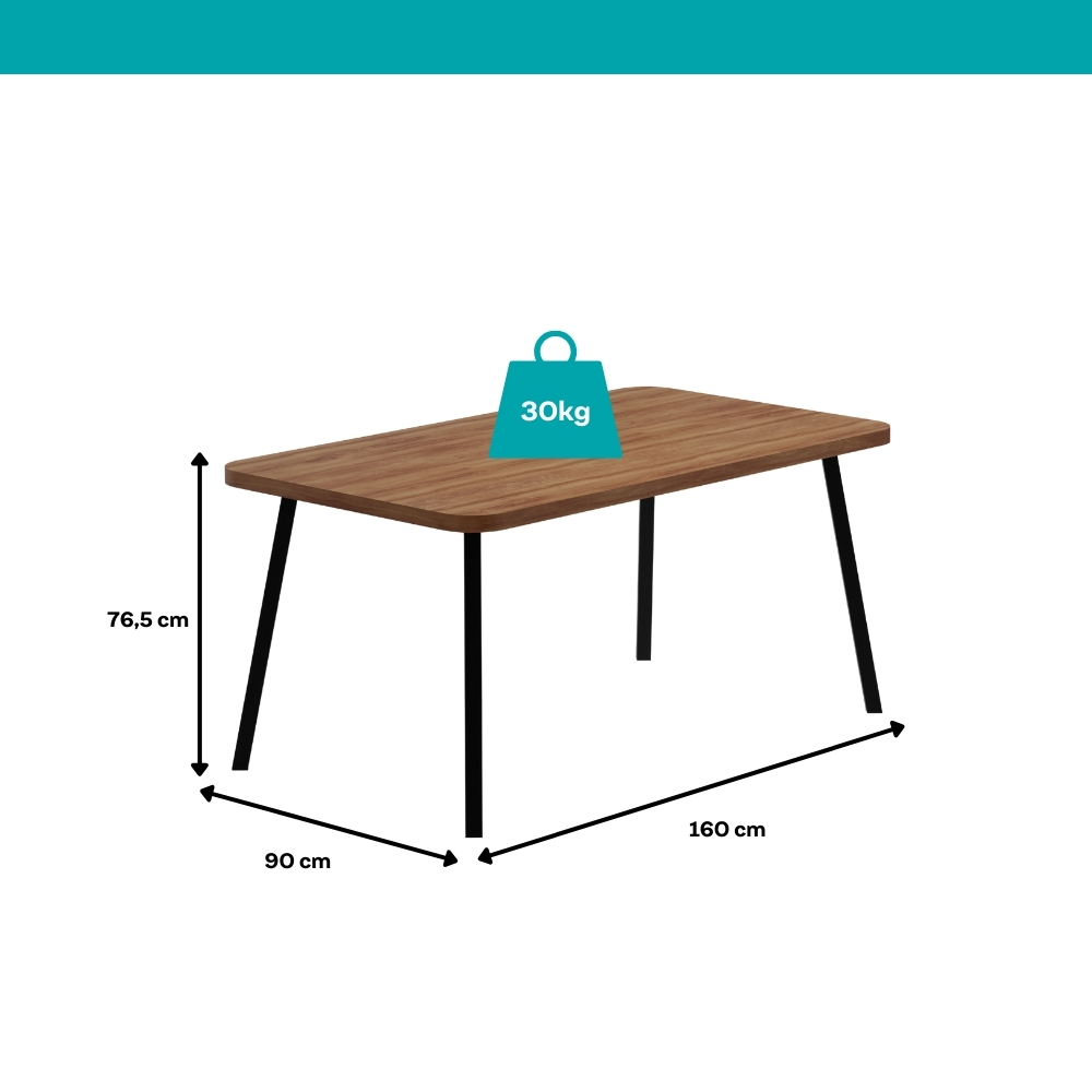 Conjunto Sala de Jantar 6 Cadeiras Catânia Carraro Nogal e Preto