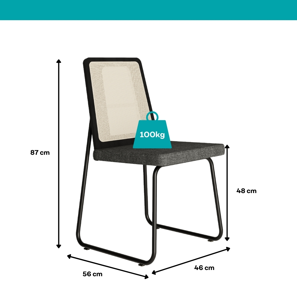 Conjunto Sala de Jantar 6 Cadeiras Catânia Carraro Nogal e Preto
