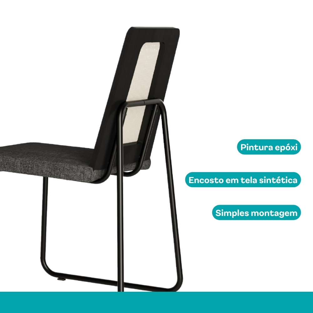 Conjunto Sala de Jantar 6 Cadeiras Catânia Carraro Nogal e Preto