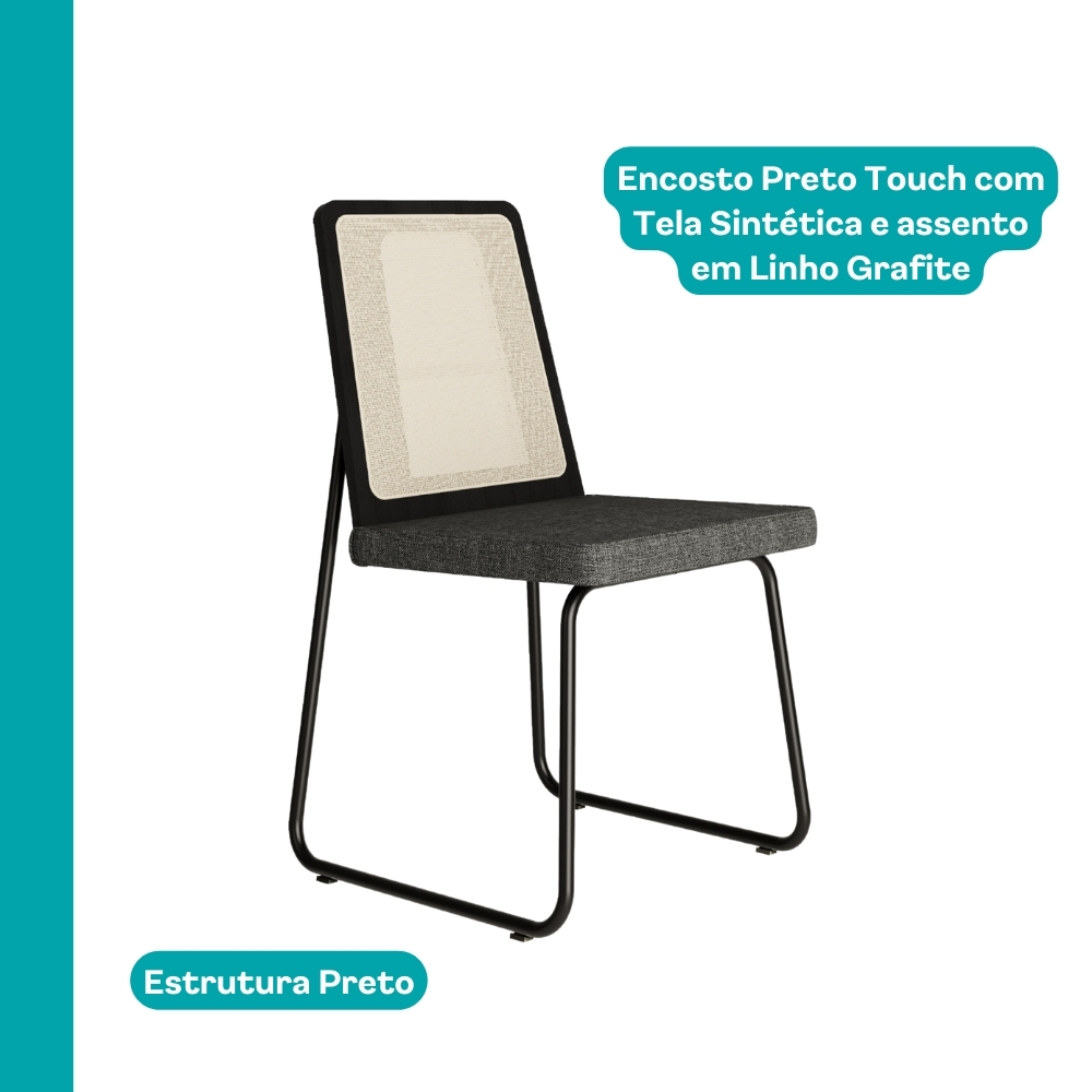 Conjunto Sala de Jantar 6 Cadeiras Catânia Carraro Nogal e Preto