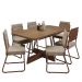 Conjunto Sala de Jantar 6 Cadeiras Charlotte Carraro Nogal com Rose
