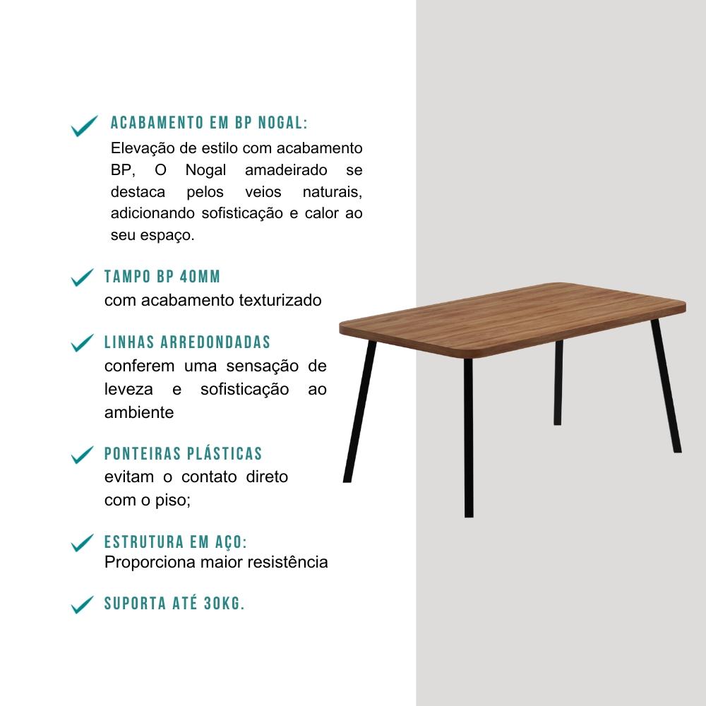 Conjunto Sala de Jantar 6 Cadeiras Di Nettuno Carraro Nog Pre