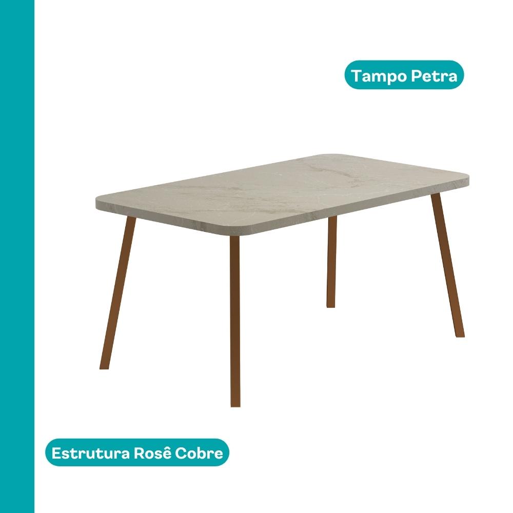 Conjunto Sala de Jantar 6 Cadeiras Di Nettuno Carraro Petra e Rosê
