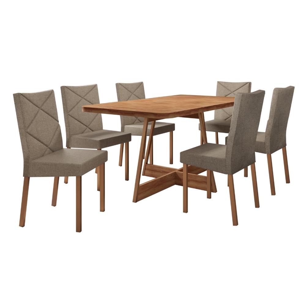 Conjunto Sala de Jantar 6 Cadeiras Meg Carraro Nogal