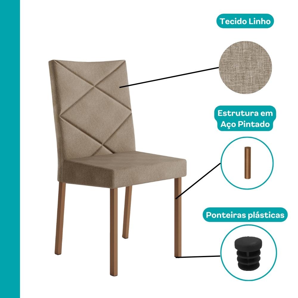 Conjunto Sala de Jantar 6 Cadeiras Meg Carraro Nogal