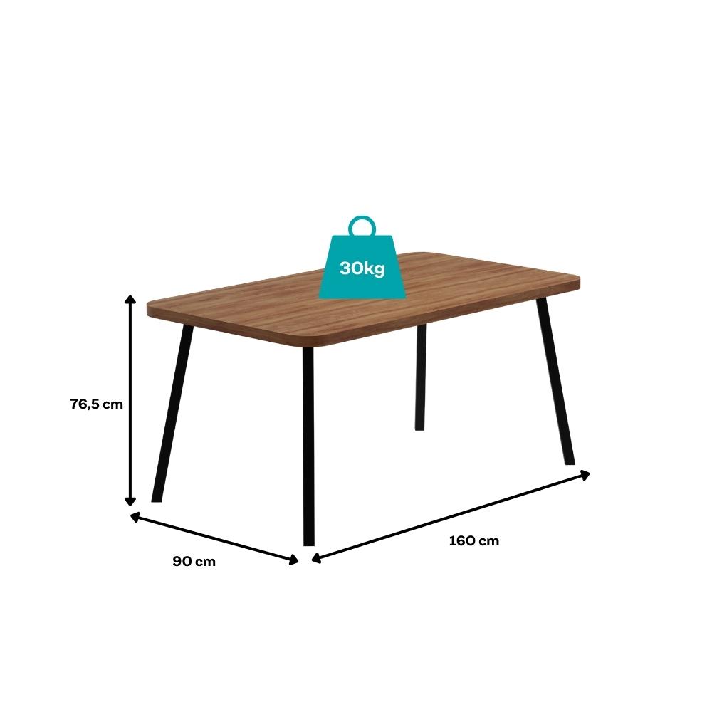 Conjunto Sala de Jantar 6 Cadeiras Parma Carraro Nogal e Preto