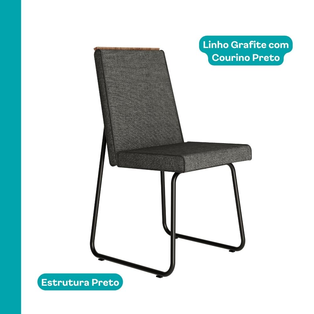 Conjunto Sala de Jantar 6 Cadeiras Parma Carraro Nogal e Preto