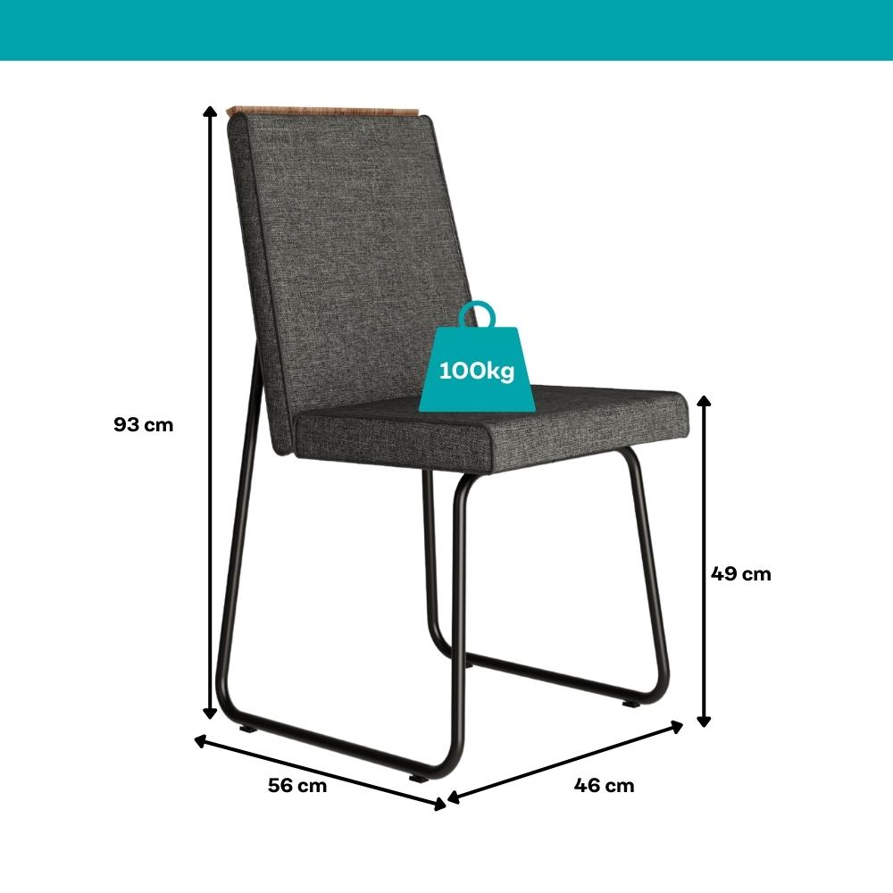 Conjunto Sala de Jantar 6 Cadeiras Parma Carraro Nogal e Preto