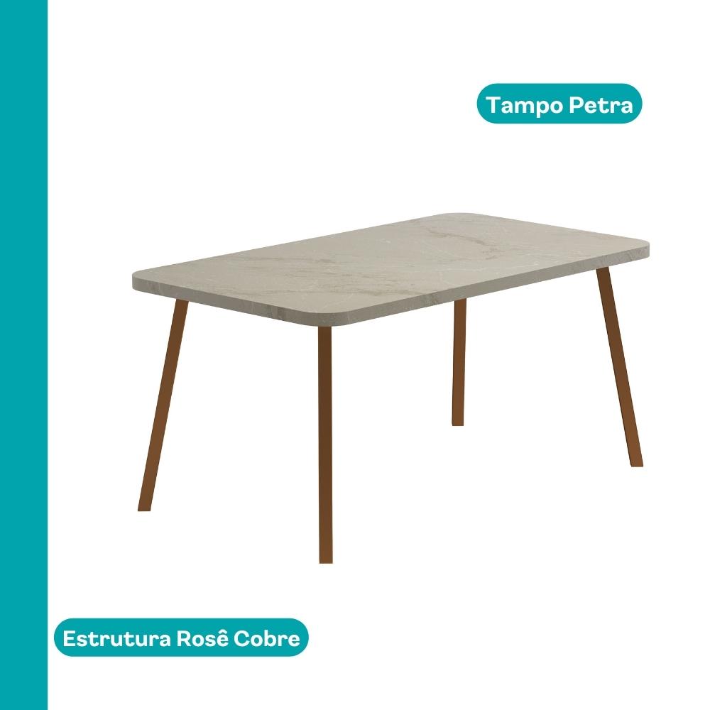 Conjunto Sala de Jantar 6 Cadeiras Parma Carraro Petra e Rosê