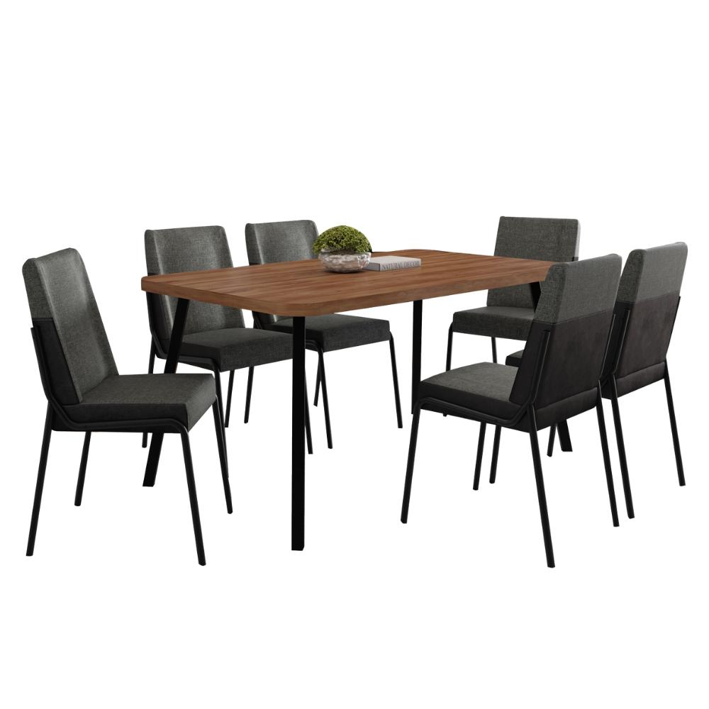 Conjunto Sala de Jantar 6 Cadeiras San Paolo Carraro Nog Pre