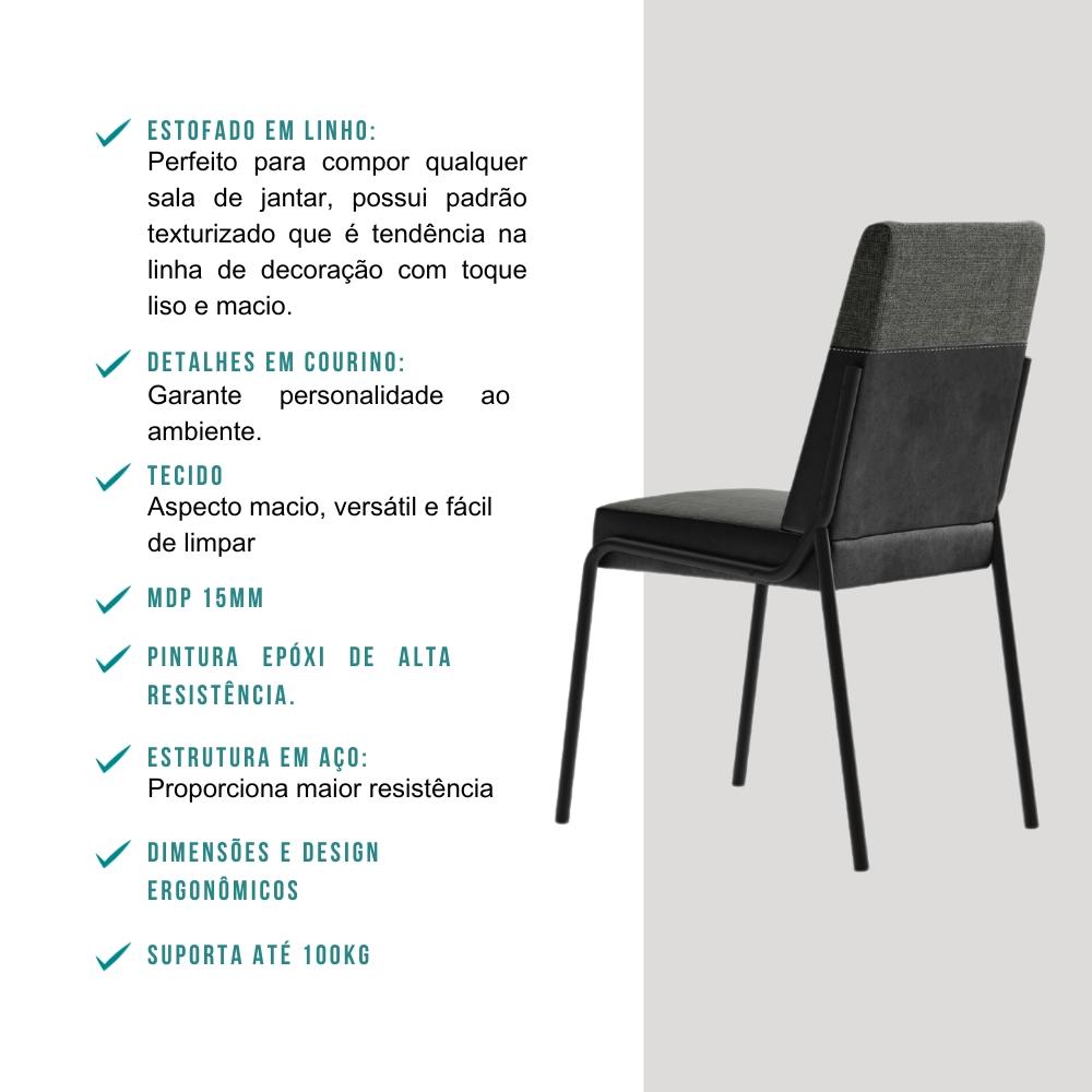 Conjunto Sala de Jantar 6 Cadeiras San Paolo Carraro Nog Pre
