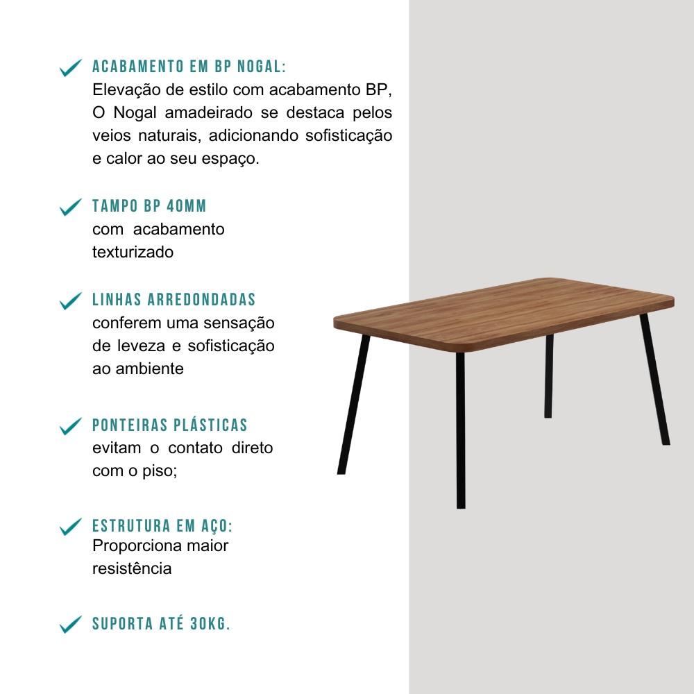 Conjunto Sala de Jantar 6 Cadeiras San Paolo Carraro Nog Pre