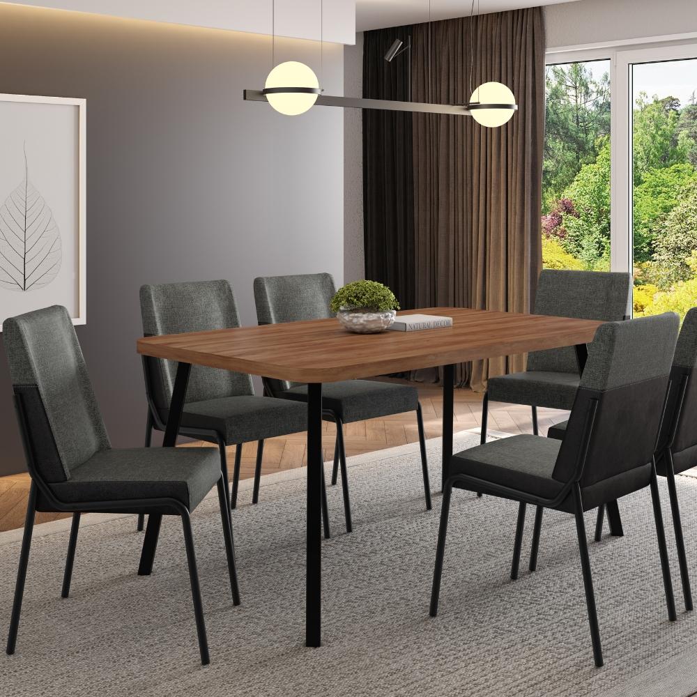 Conjunto Sala de Jantar 6 Cadeiras San Paolo Carraro Nog Pre