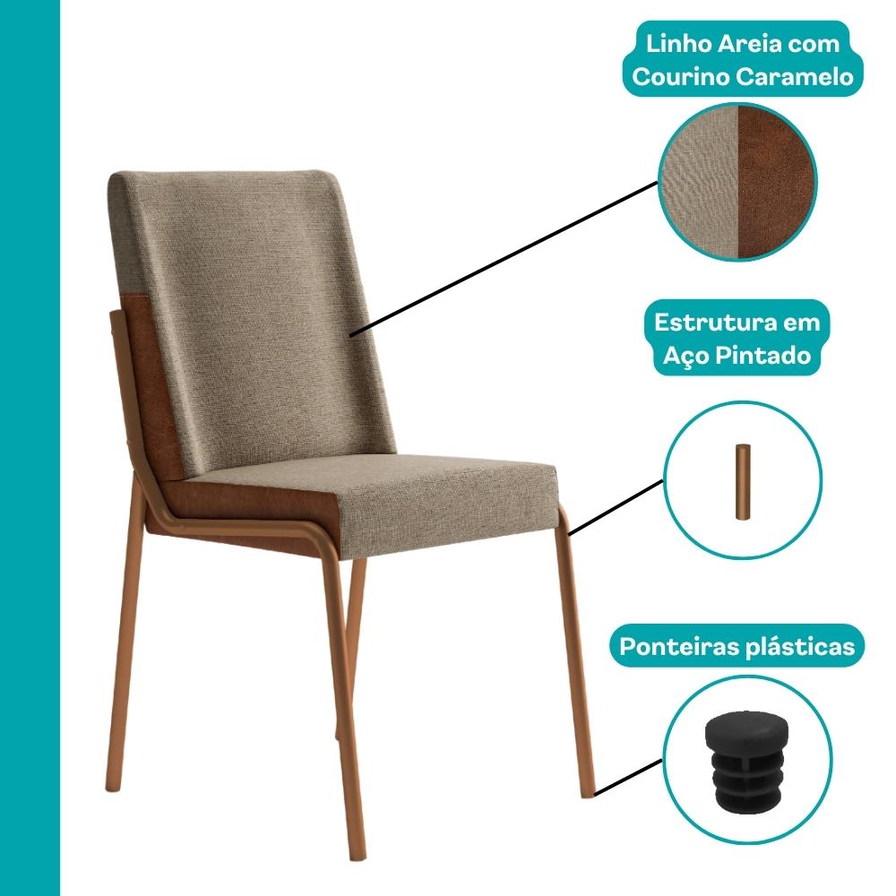 Conjunto Sala de Jantar 6 Cadeiras San Paolo Carraro Petra e Rosê