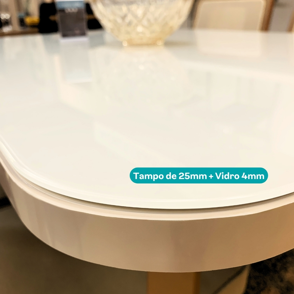 Conjunto Sala de Jantar 6 Cadeiras Sevilha Carraro Gelo e Rosê