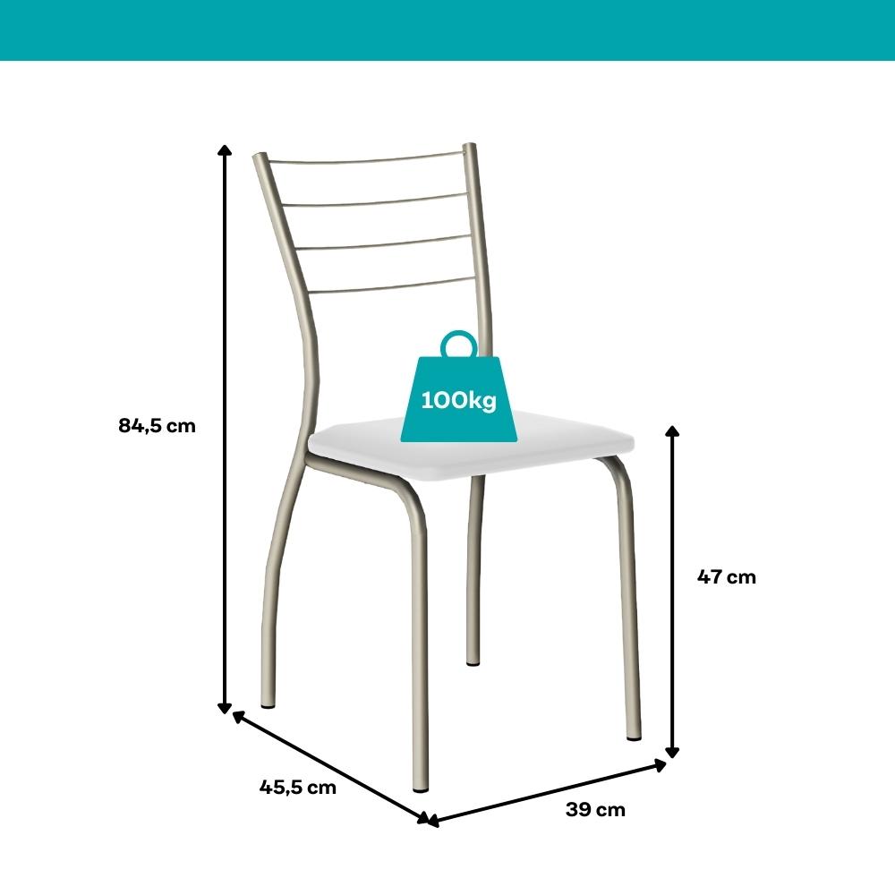 Conjunto Sala de Jantar 6 Cadeiras Valencia Carraro Branco Prata