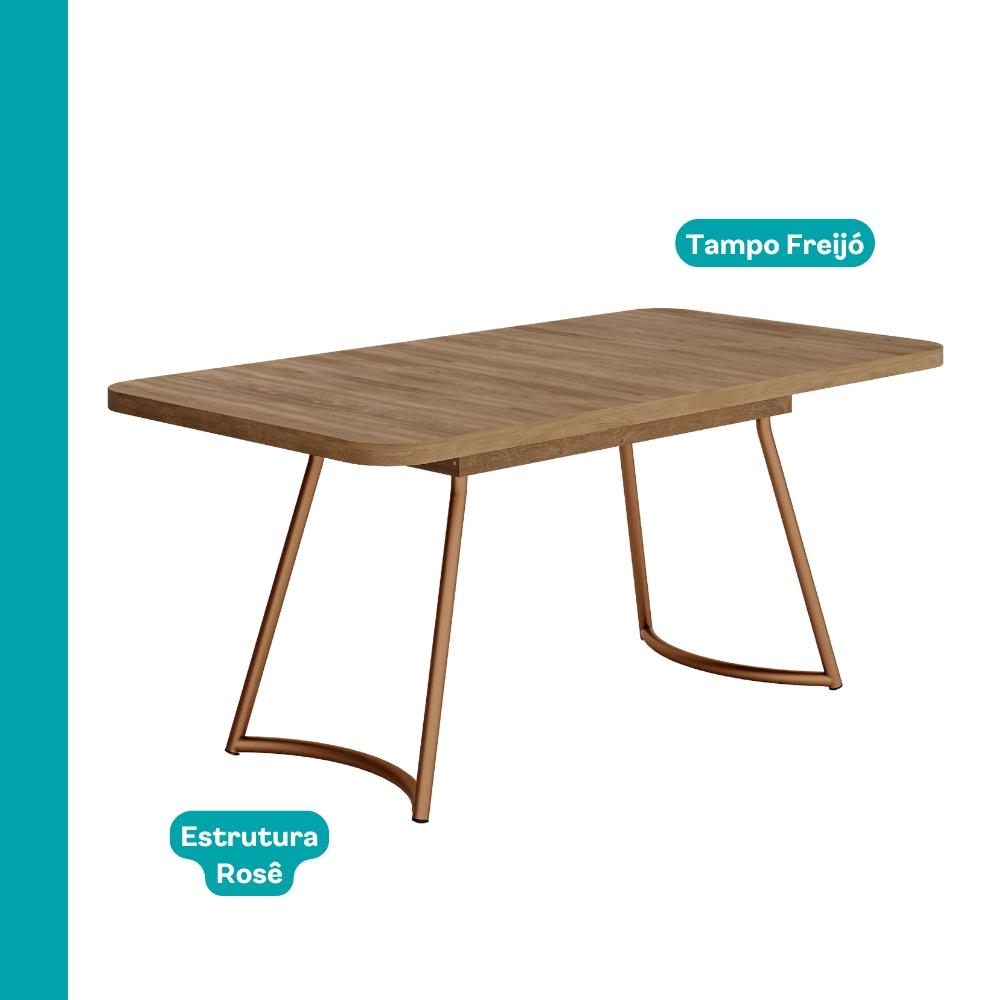 Conjunto Sala de Jantar 6 Cadeiras York Carraro Nogal Rosê