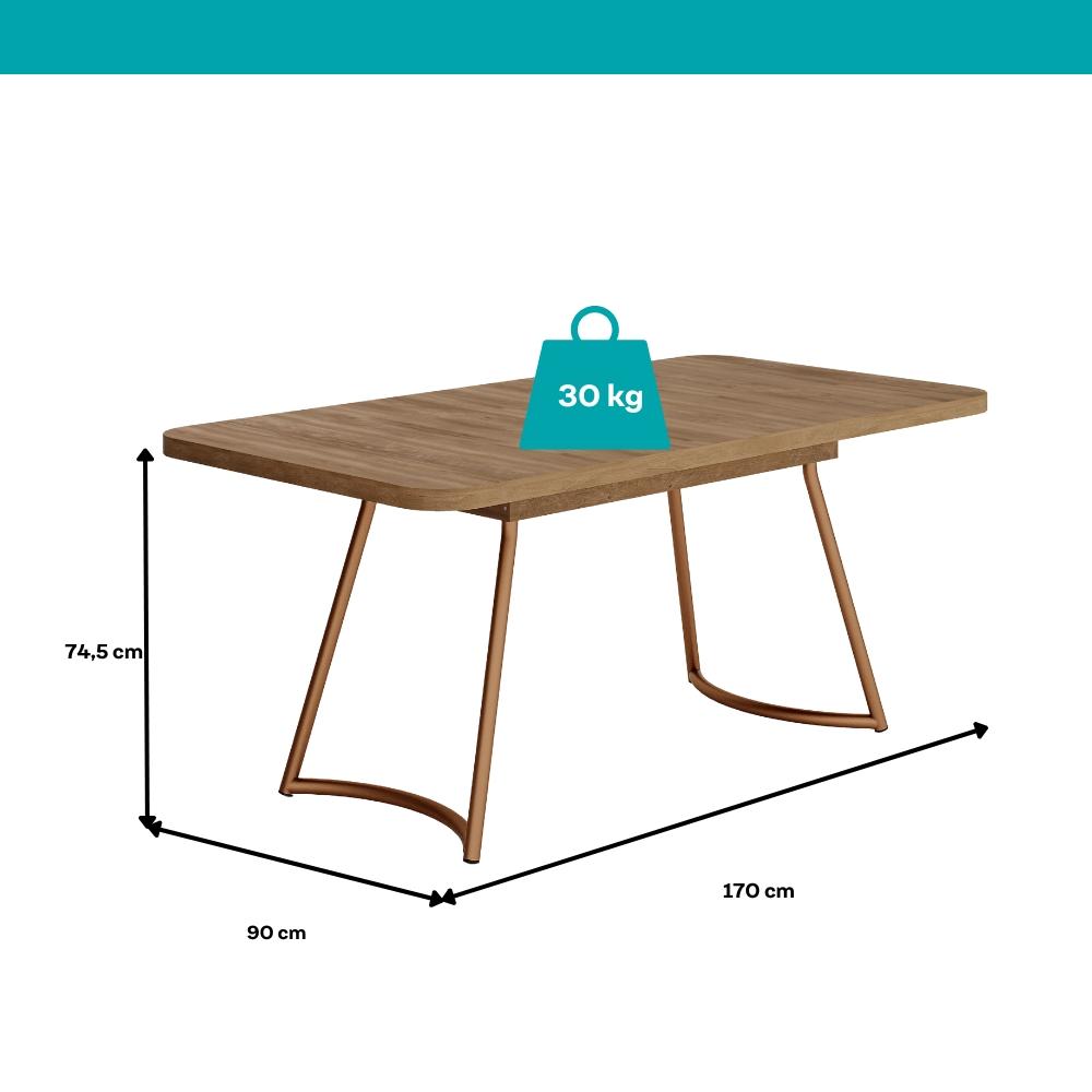 Conjunto Sala de Jantar 6 Cadeiras York Carraro Nogal Rosê