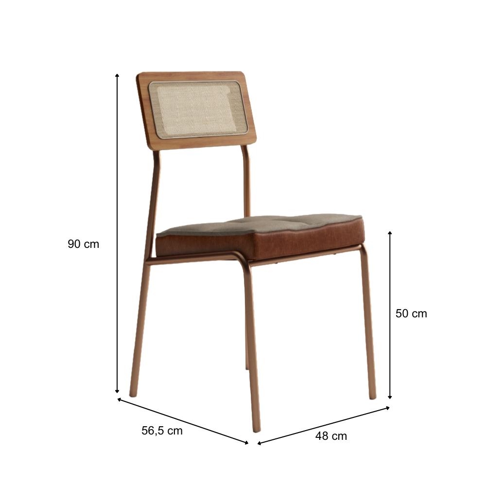 Conjunto Sala de Jantar Filadélfia 6 Cadeiras Carraro Areia/Rose/Nogal